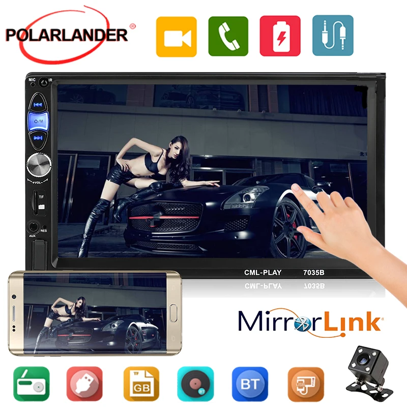 7 '✭in polarlander Авторадио зеркальная связь для Android автомобильное радио Bluetooth MP5
