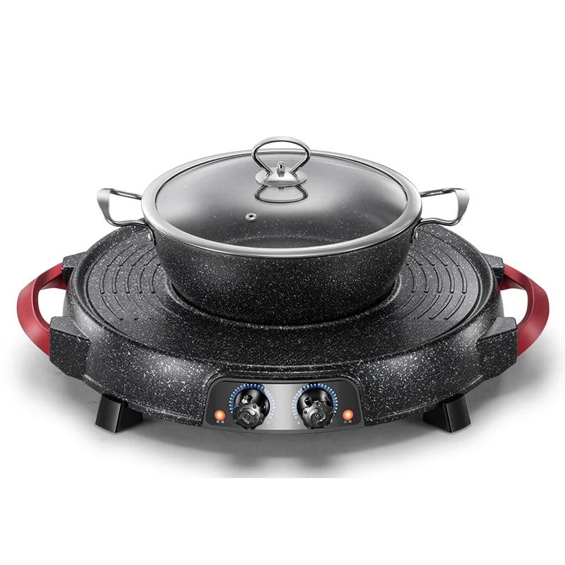 Электрический гриль 2 в 1 220 В бытовая Мультиварка с антипригарным покрытием