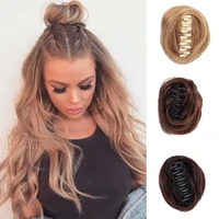 dianqi synthetic hair soft curly hair bun bundle elastic untidy wavy braid chignon wrapped around a ponytail woman