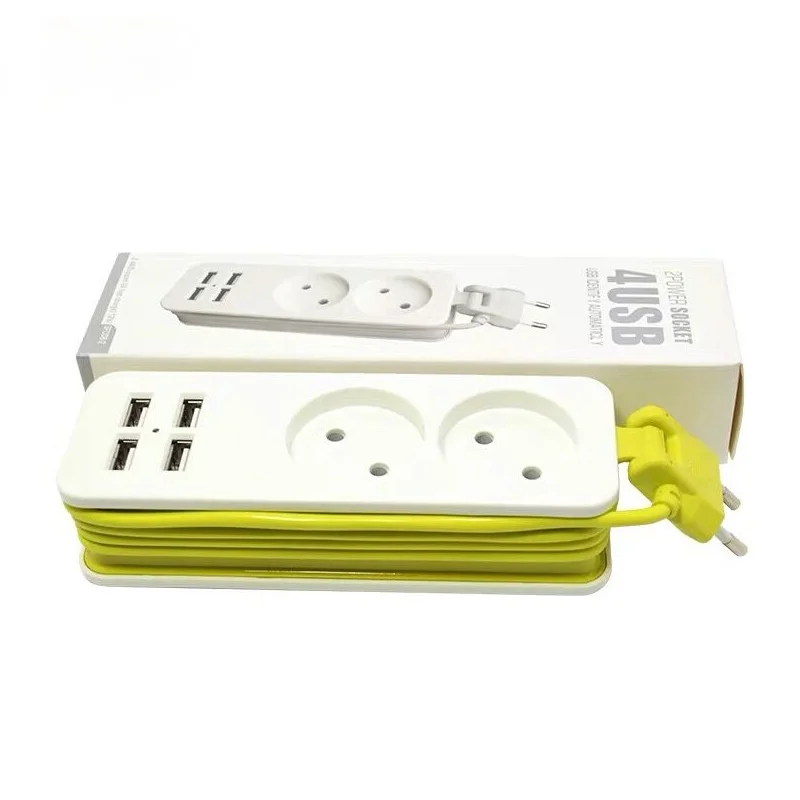 EU Plug Power Strip 4 USB Port Charger Socket 1200W Multiple Portable Travel Adapter for Smartphones Tablets | Обустройство дома