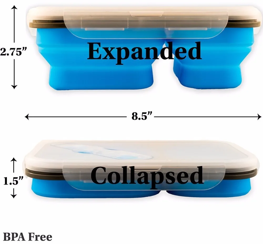 

WALFOS Silicone Collapsible Portable Lunch Box Bowl Bento Boxes Folding Food Storage Container Lunchbox for Outdoor Travel