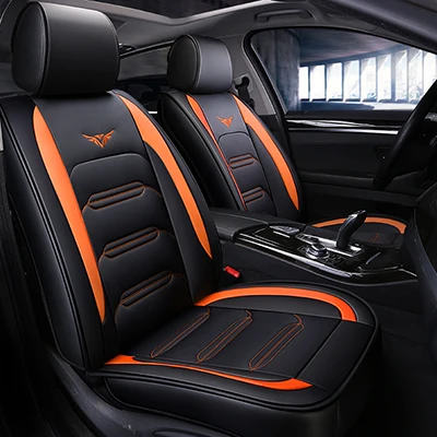 black orange Спортивные кожаные автомобильные чехлы для jeep Патриот grand cherokee Cherokee Renegade compass все модели автомобильные аксессуары 5 сидений - Название цвета: black orange