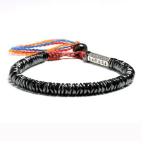color rope tibetan buddhist om charm bracelets for women black hematite health handmade lucky jewelry men 6mm