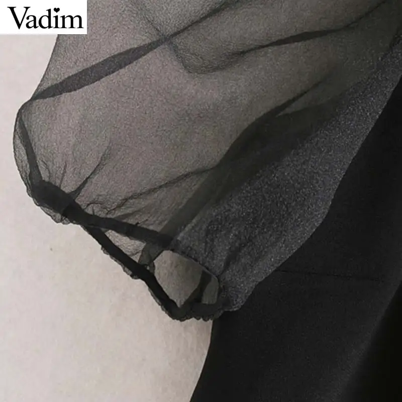 Женское элегантное платье vadim черное миди с круглым вырезом коротким рукавом из