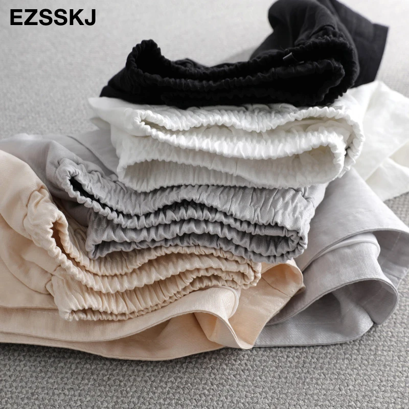 

Basic Casual Women's Shorts 2021 Summer Korean Elastic Waist Loose Wide Leg hot shorts Casual Pants