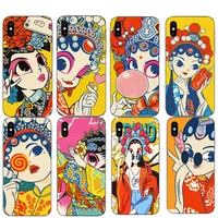 funny peking opera girl phone case for funda iphone 11 pro max x xr 7 8 plus se mobile shell xs 13 12 mini 5 6 luxury hard cover
