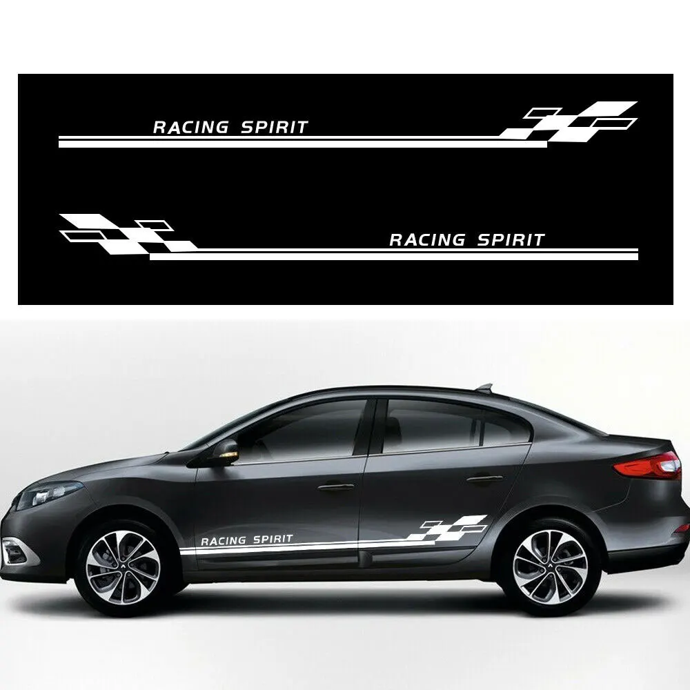 Для Renault наклейка на кузов автомобиля виниловая боковую юбку наклейки белая