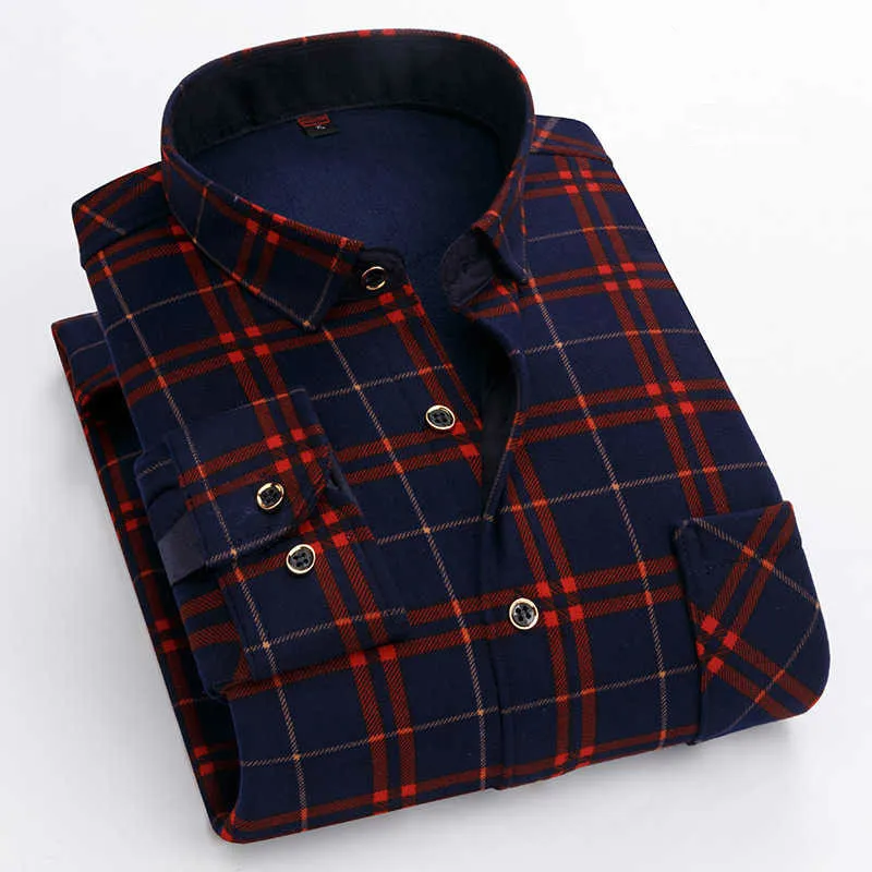 Мужская утолщенная рубашка с длинным рукавом теплая в клетку изысканная