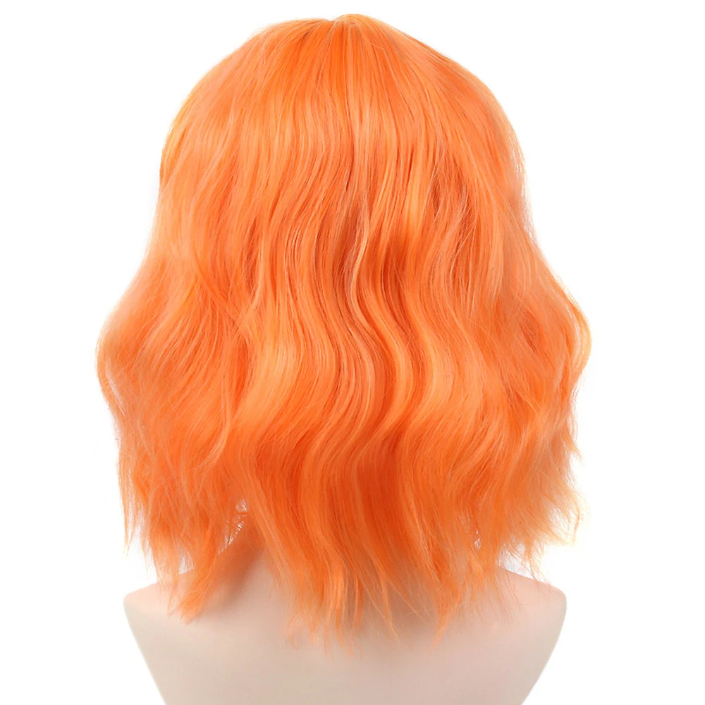Pageup Short Natural Wave Synthetic Wig For Black Women Purple Wigs with Bangs Heat Resistant Fiber Hair Wigs