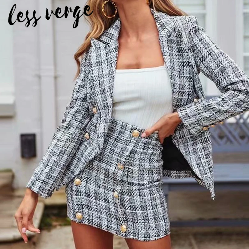 Женское твидовое платье блейзер Lessverge повседневный комплект из двух предметов в