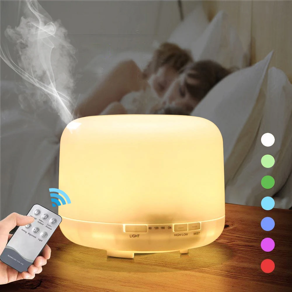 

500ml Aroma Diffuser with Remote Control Air Purifying Humidifier Ultrasonic Cool Mist Maker Difuser Essential Oil USB