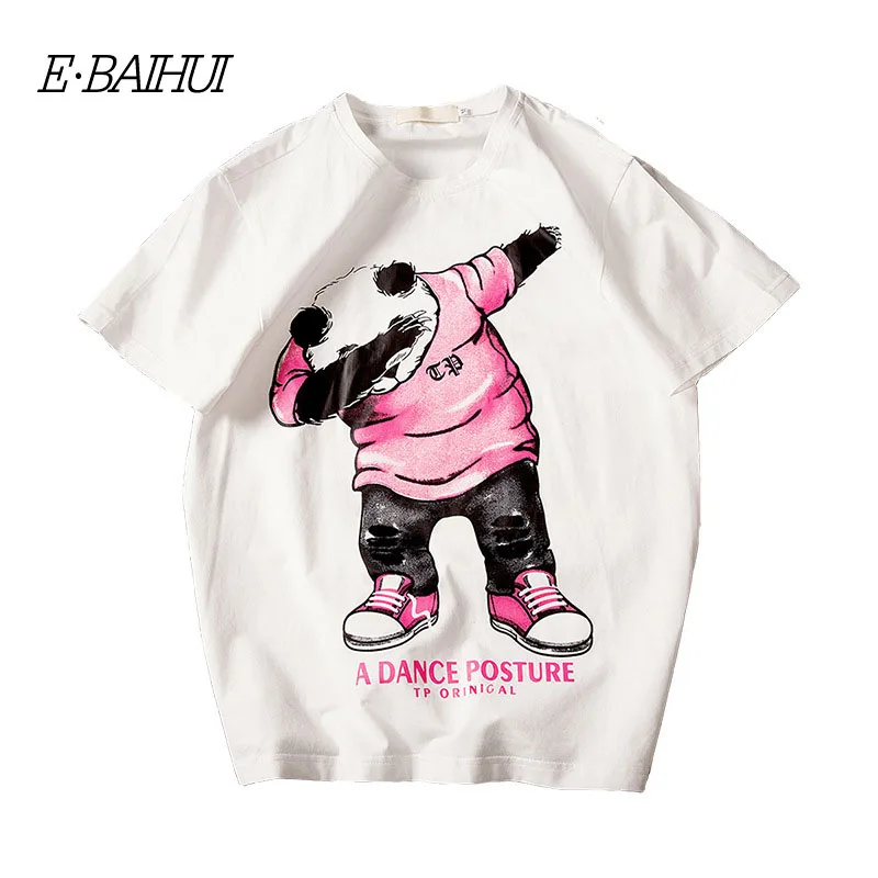 E BAIHUI летняя футболка для мужчин Harajuku с принтом панды повседневная коротким