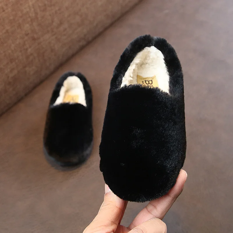 Детские Лоферы DOGEEK удобная обувь для девочек однотонная теплая пушистая