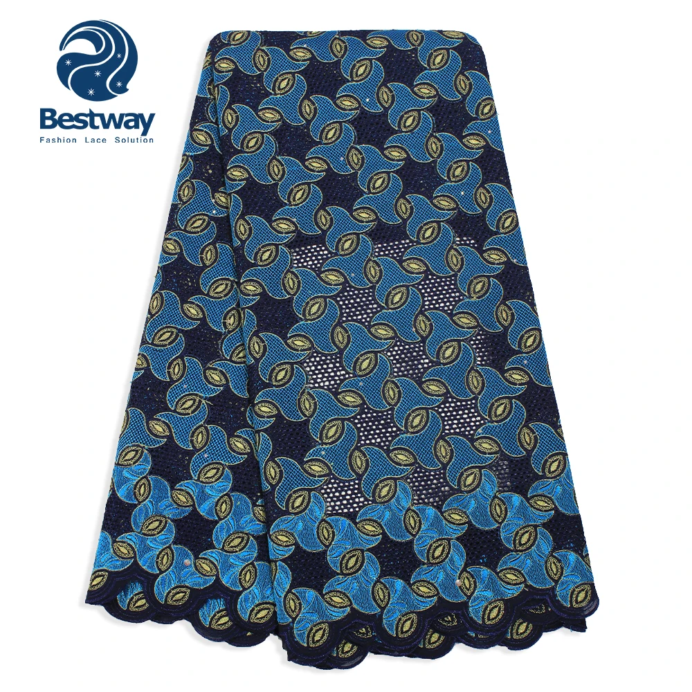 Bestway африканская швейцарская вуаль кружево ткань Стразы высокое качество