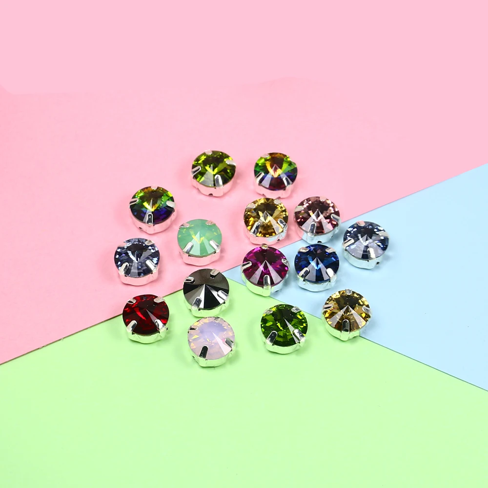 10 шт. круглые Rivoli микс цветов мм пришивные стразы с когтями прозрачные стеклянные