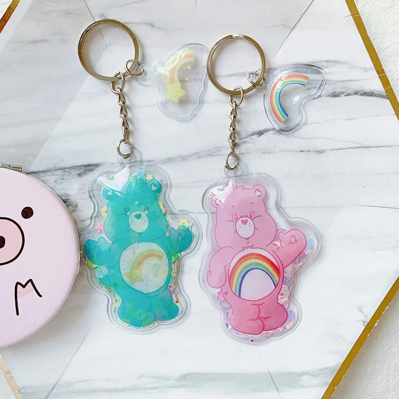 Care Bears брелок для ключей, Подарочный Радуга медведь игрушка на кольцо для ключей одежду и сумка подвесными украшениями модные аксессуары для ключей