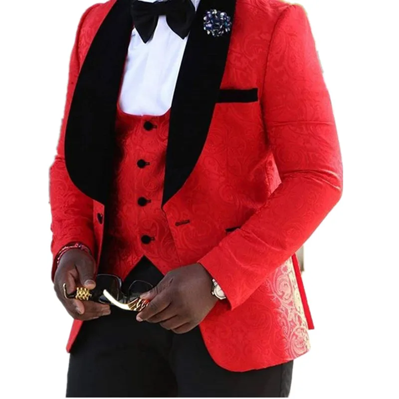 Мужские приталенные смокинги с жаккардовым переплетением на одной пуговице