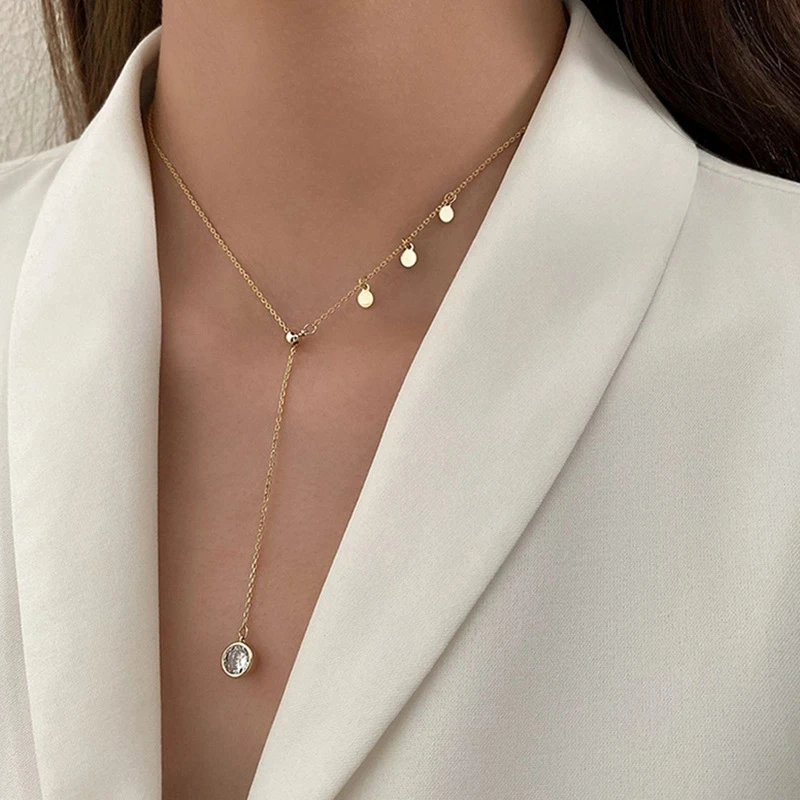 

925 Sterling Silver Tassel Long Chain Zircon Round Bead Charm Pendants Necklaces For Women Jewelry Kolye Choker bijoux dz193