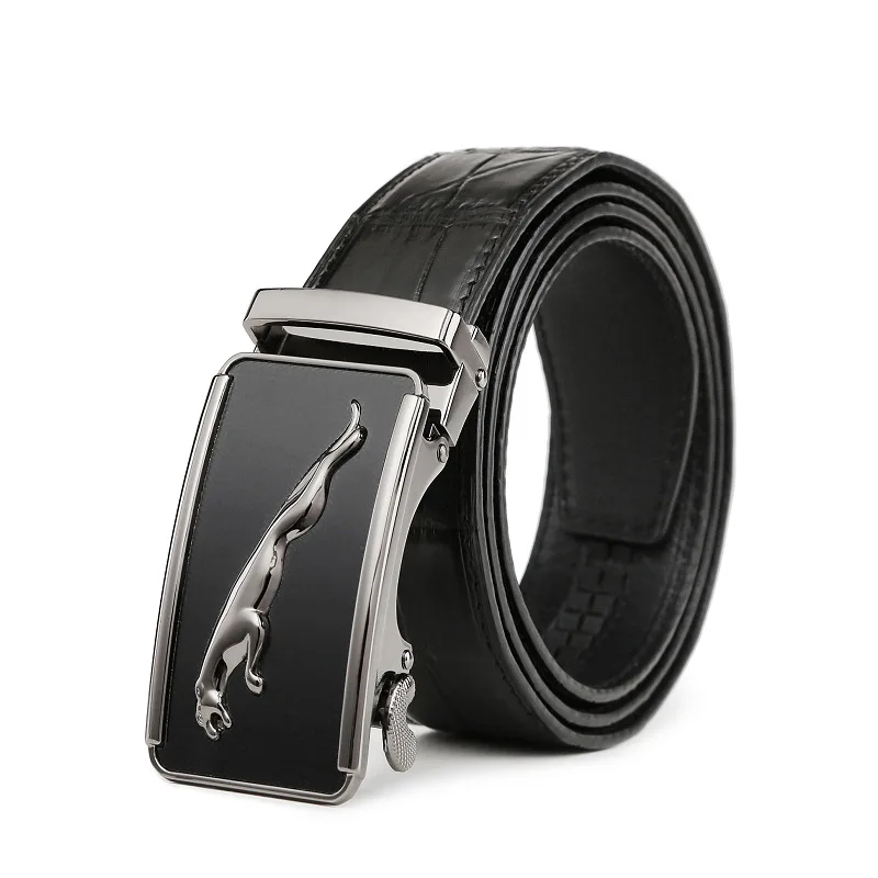 

Crocodile leather belt men's genuine leather Cheetah business youth belts Jaguar automatic buckle men's belt