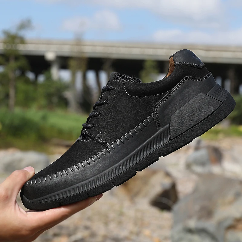 

British style Genuine Leather Men Shoes 2019 Business Oxfords Men Casual Shoes Cow Leather Male Footwear