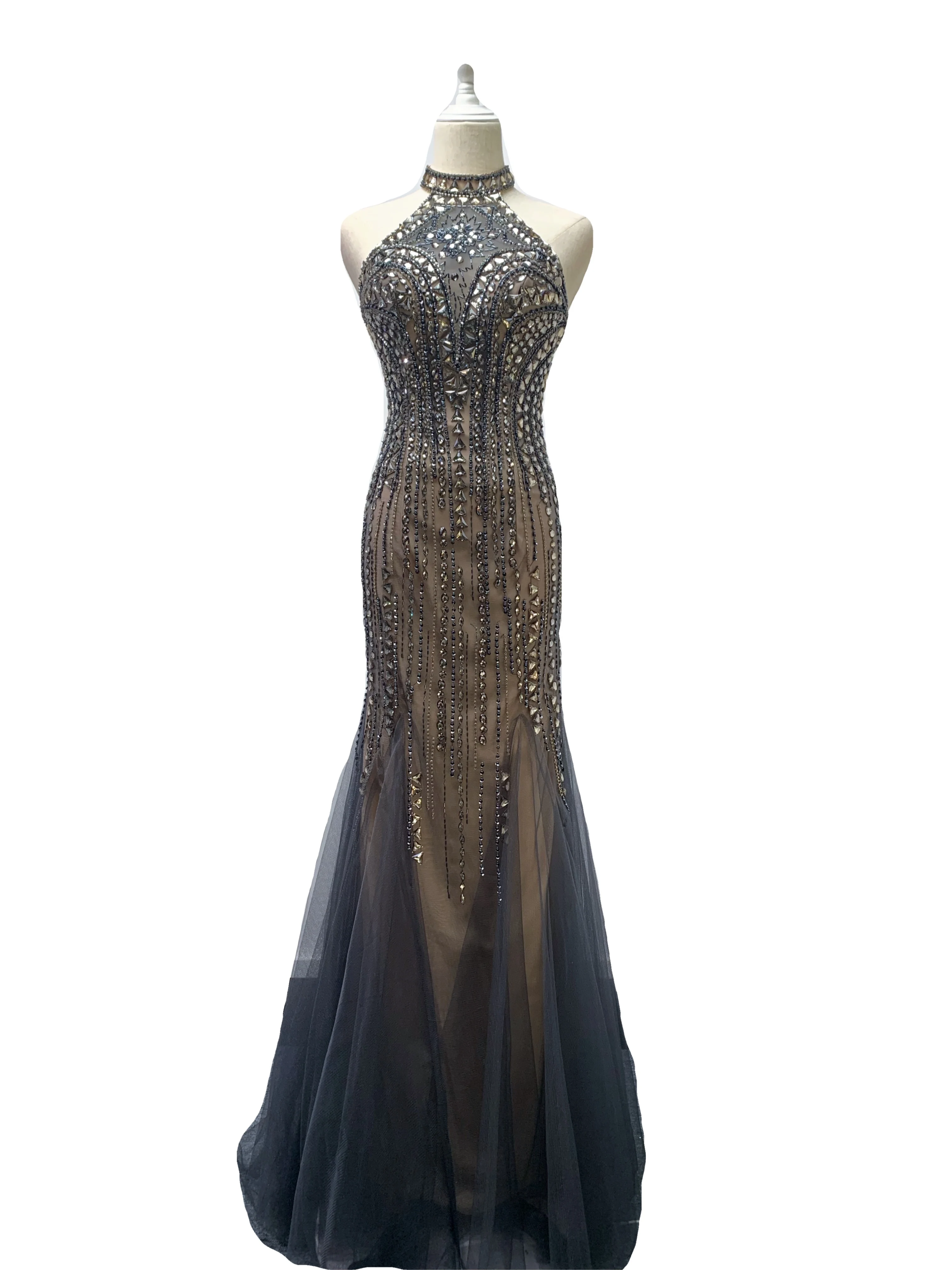 

Вечернее платье с черными бусинами 2022, различные цвета, шитье, длинное, с маленьким воротником, luckgirls, с рюшами, настраиваемое модное платье д...