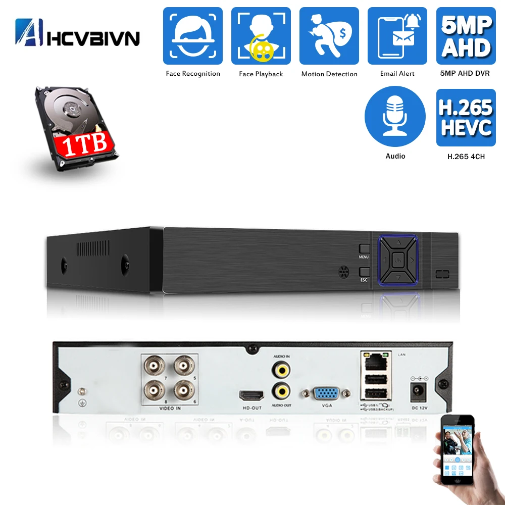 Система видеонаблюдения 6 в 1 5 МП AHD DVR гибридный видеорегистратор для 720P 1080P