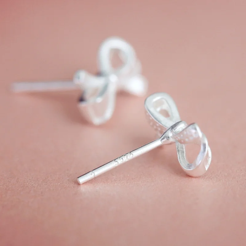 

Bow Stud Earrings Female Earrings S925 Sterling Silver Temperamental Korean Sweet Stylish and Simple Personality Jewelry