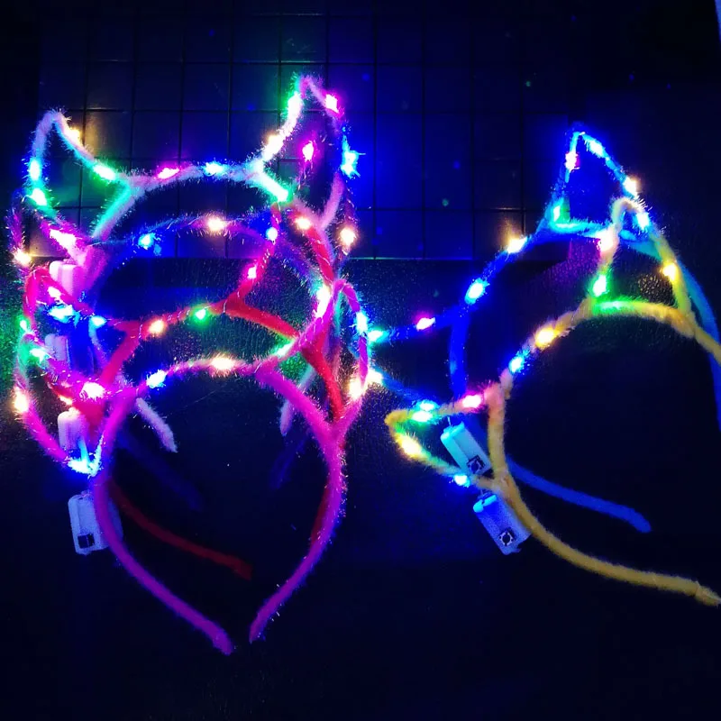 Светодиодные повязки на голову с ушами дьявол злой Косплей вечерние светильник