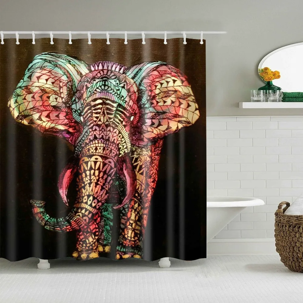 

Занавеска для душа с принтом в виде африканского слона, водонепроницаемая занавеска для ванной из полиэстера с крючками