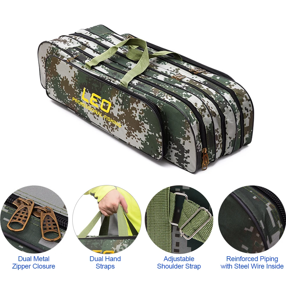 LEO 80 см/90 см двухслойная Рыболовная Сумка Портативная Складная рыболовная удочка