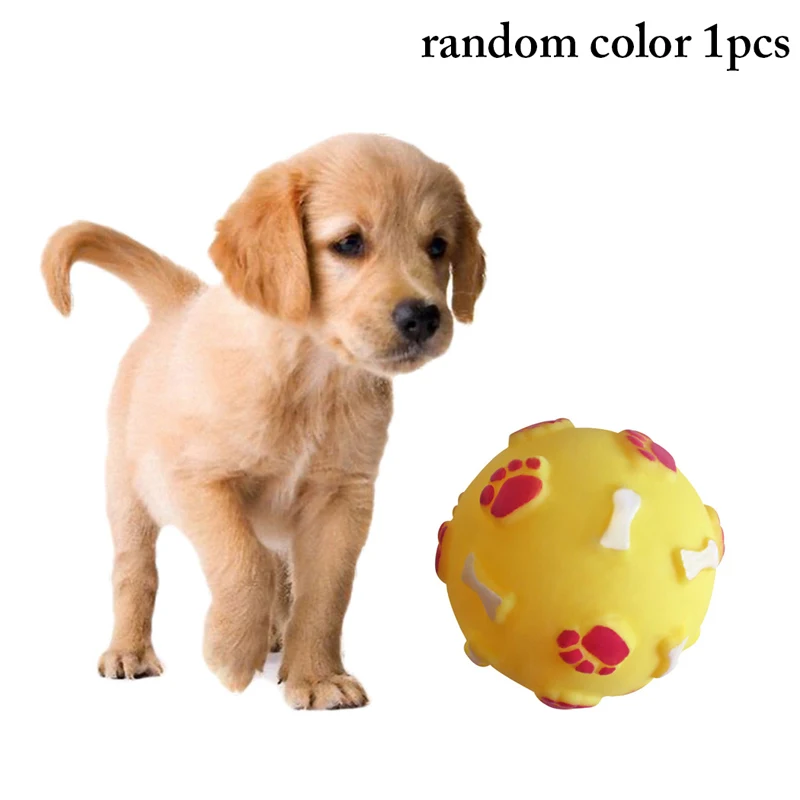 

Random Color Dog Chew Toy Pet Interactive Ball Bone Printed Dog Squeaky Toy Puppy Chewing Toy Pet Training Toy Dog Accessories