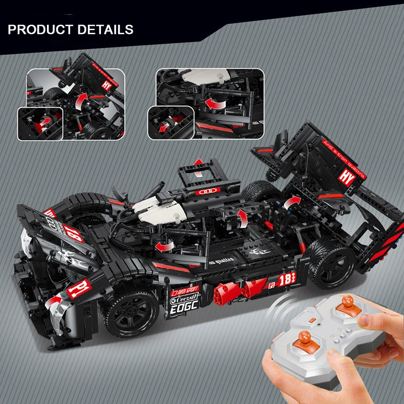 1908 шт RC Technic Audi R18 супер гонщики Спорт гоночный автомобиль строительные блоки