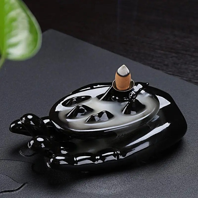 

Purple Clay Ceramic Backflow Incense Burner Smoke Waterfall Incense Sticks Holder Home Decor Porcelain Censer Gift 20 Cones