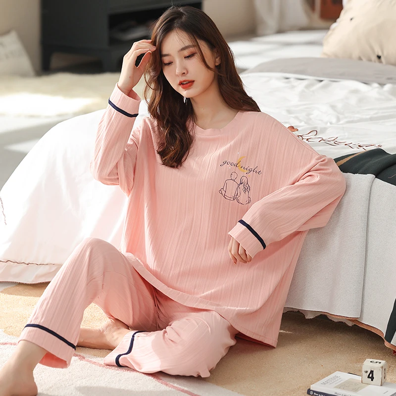 CAIYIER Spring Autumn Women's Sleepwear New Cute Cartoon Cotton Pajamas Winter Big Size 3XL Loungewear Home Clothing Homewear
