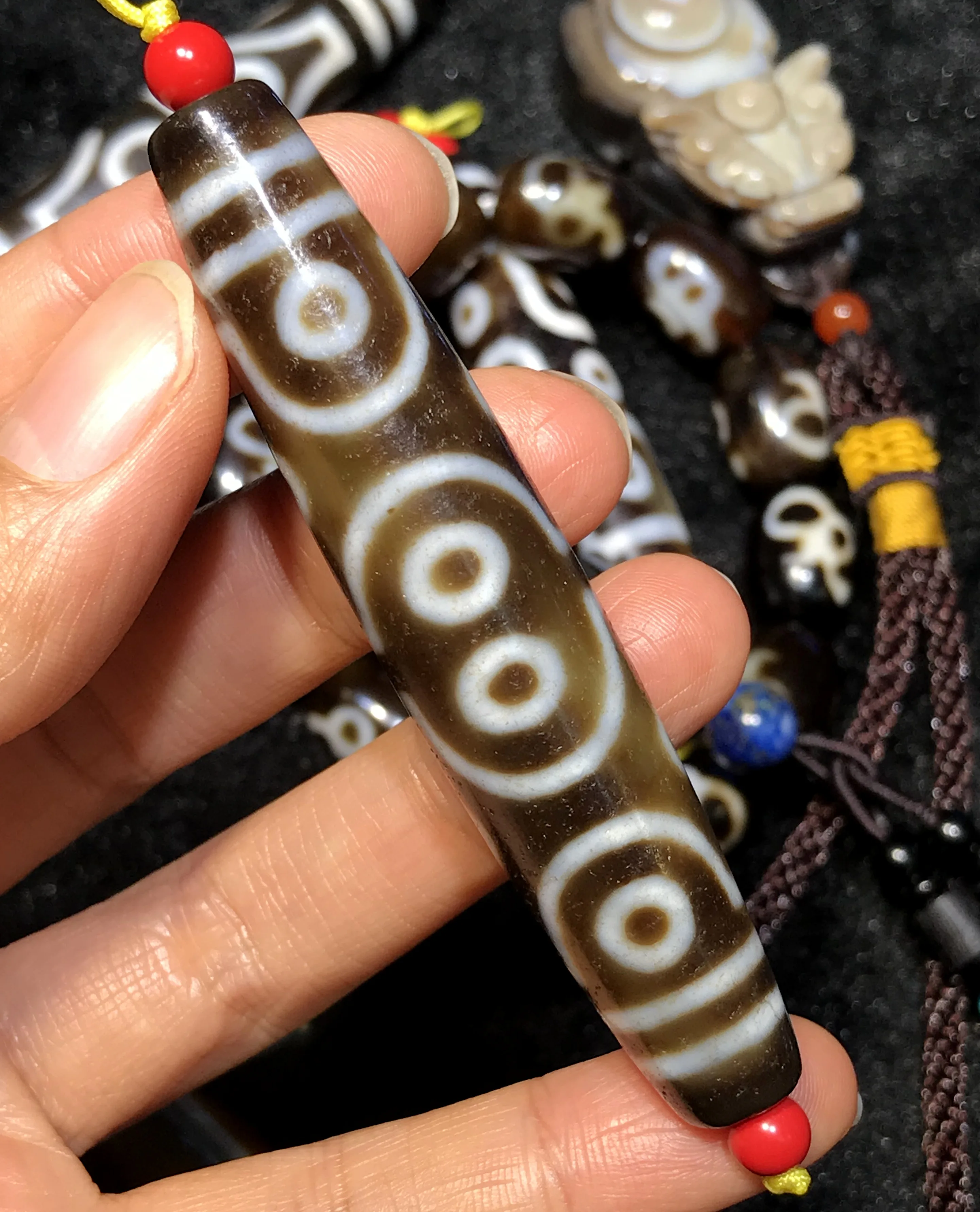 Energy Magic Tibetan old 12 Eye Long dZi Bead Totem Amulet 78MM | Украшения и аксессуары