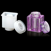 diy jewelry resin casting square bottle molds storage jar with lid crystal epoxy mold handmade craft silicone plaster mould