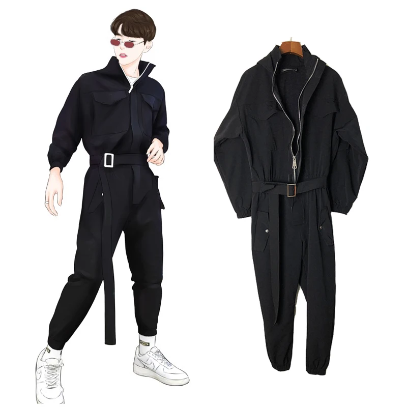 

Japanese Retro Multi-Pocket Tooling Jumpsuit Men's Loose Hip-Hop Jumpsuit Men's Fashion Casual Trousers