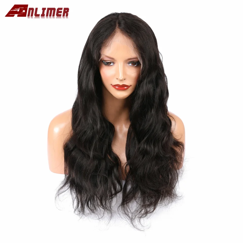 Anlimer бразильские волнистые кружевные передние человеческие волосы парики для