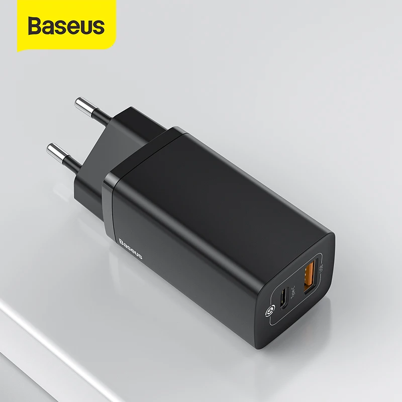 

New Baseus 65W GaN Charger PD USB C Charger Quick Charge 4.0 3.0 Dual USB Port Phone Charger ForiP ForXiaomi ForSamsung Laptop