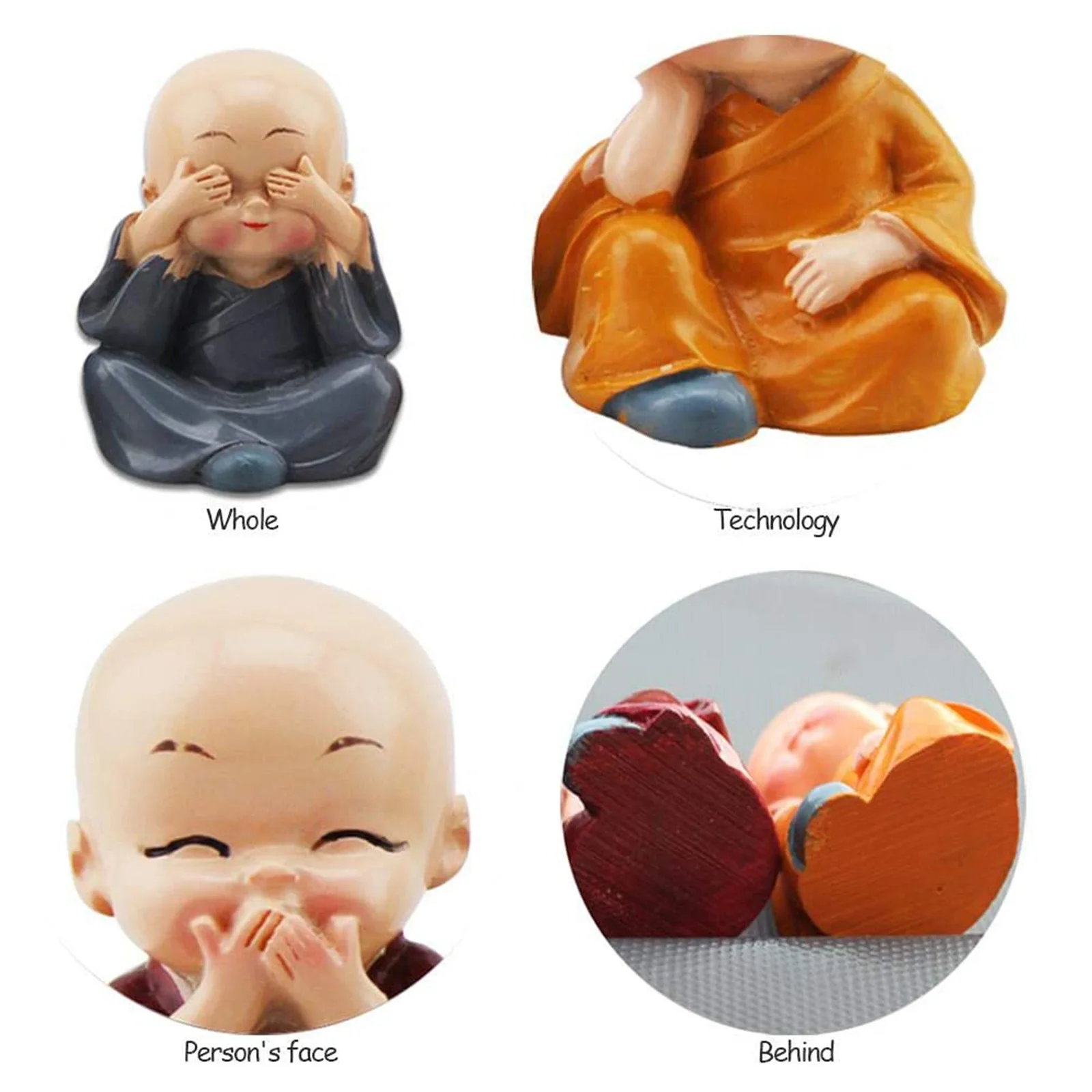 4 шт. милые статуэтки монахов Малый Смола мудрый статуя для домашнего интерьера