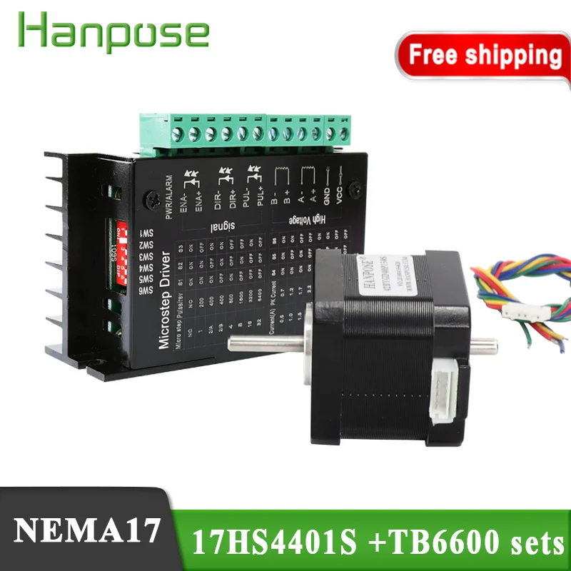 4-проводной двухосевой шаговый двигатель 1 7 а 40 Н. См 42 Nema17 17HS4401S-SZ с драйвером TB6600
