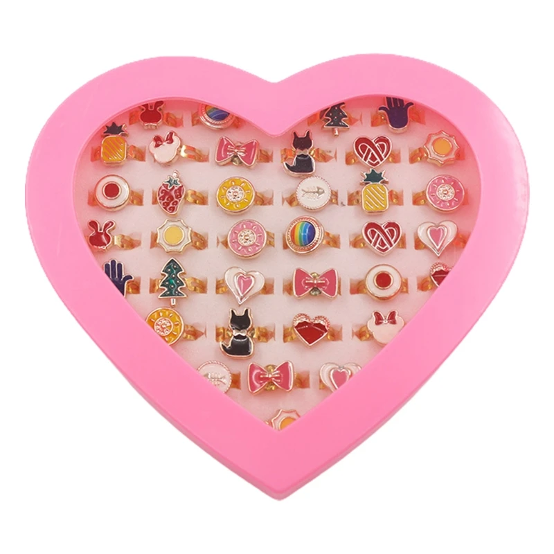 

36 шт., регулируемые кольца в коробке для девочек