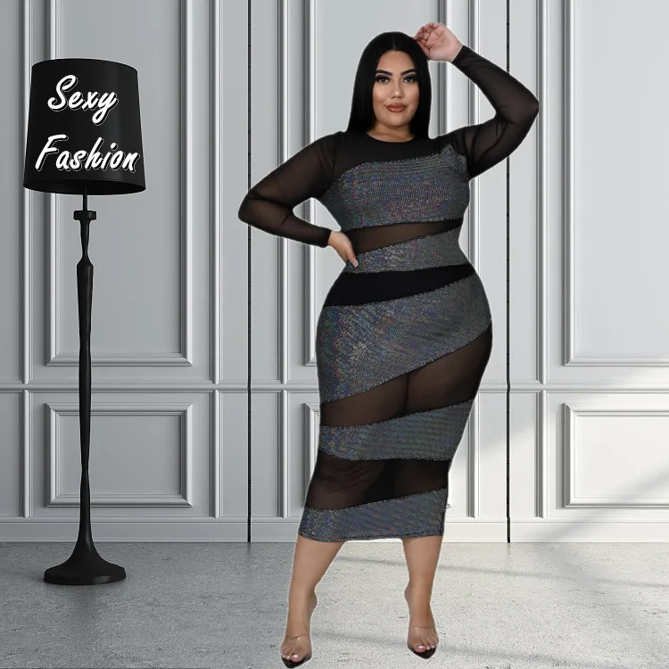 

Женское платье Somoshein, сексуальное прозрачное Клубное платье для вечевечерние, модное лоскутное платье с длинным рукавом, оптовая продажа, П...