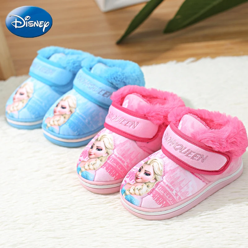 Хлопковые тапочки Принцессы Диснея для девочек детская Нескользящая домашняя