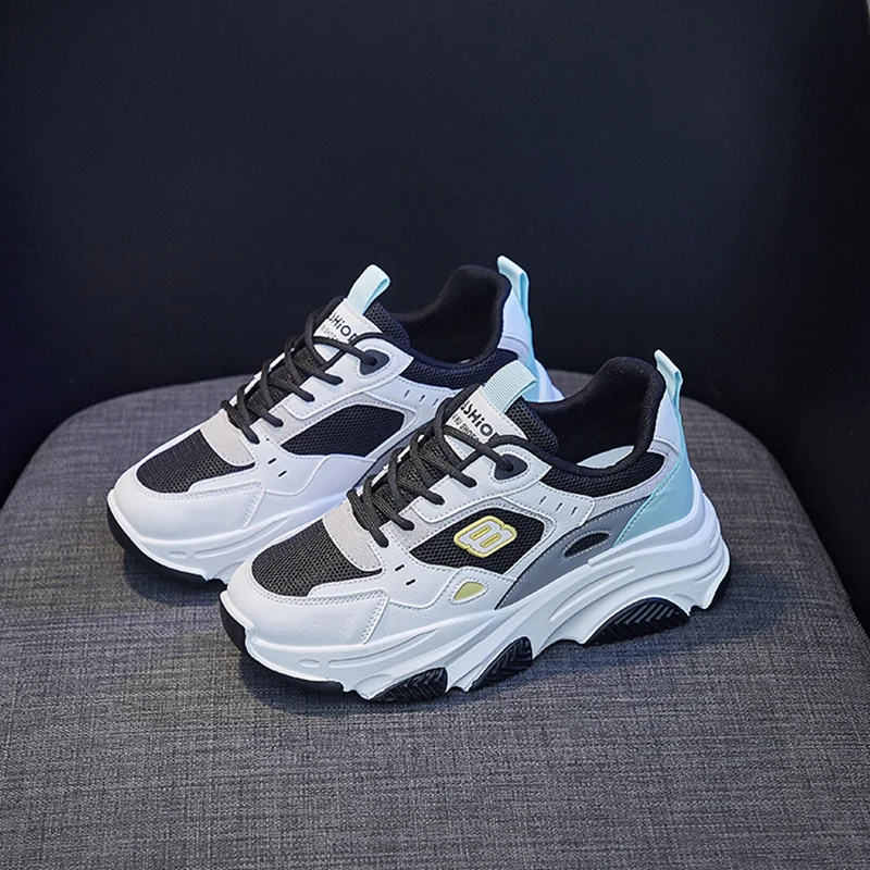 

2021 autumn new Korean style student leisure sports shoes women's fashion thick bottom running shoes women's net red dad shoes