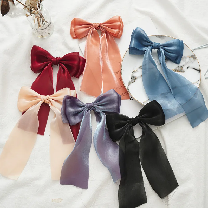 

1 PC Women Girls Hair Spring Clip Large Bow Knot Snow Yarn Ribbon Hairgrip Barrette Korean Trendy Casual Hairpin Accessories