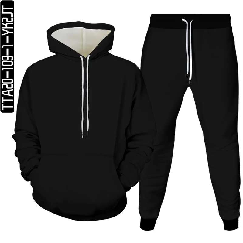 

Spring Autumn Unisex Hooded Sweatpants 2 Piece Set 3D Printing Solid Color Men's Pullover Punk Hip Hop Goth Harajuku Streetwear