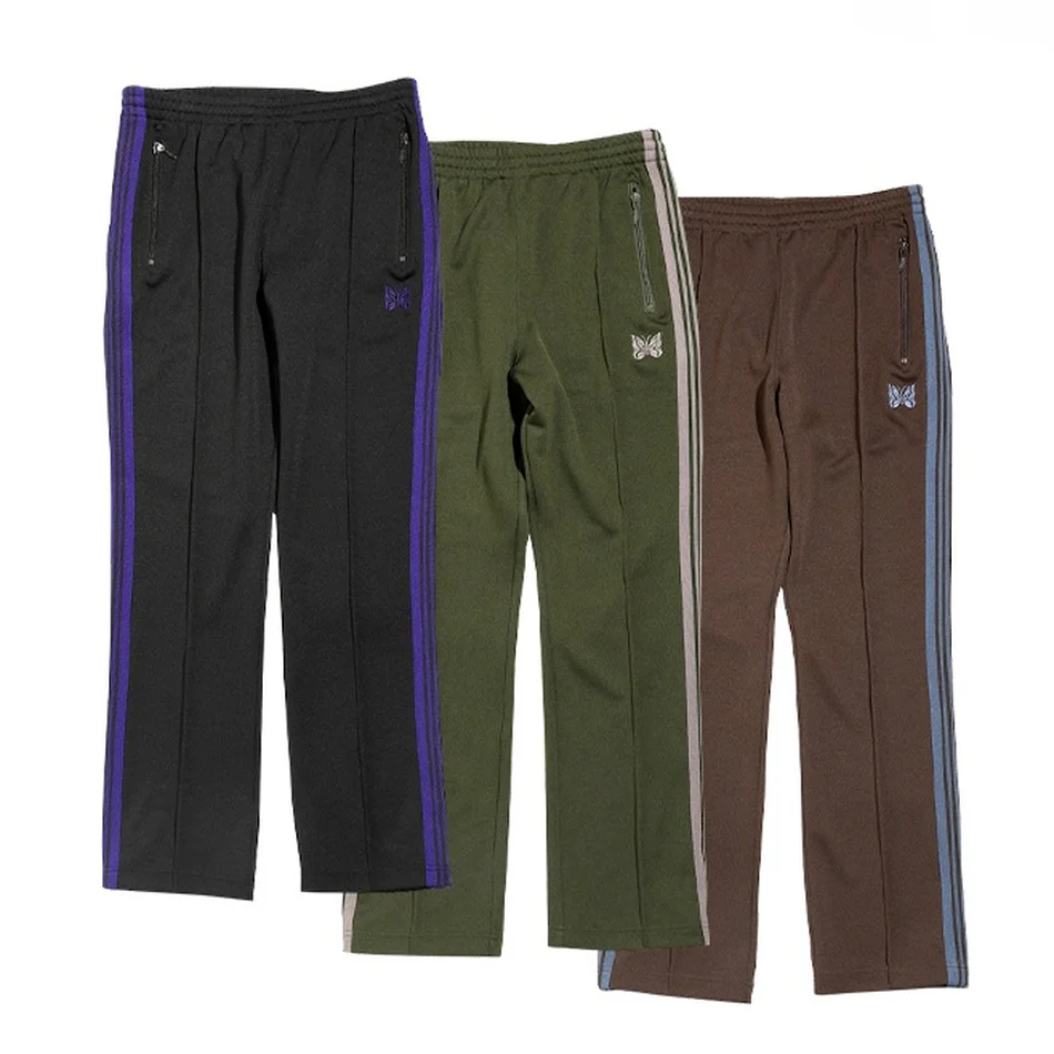 

Спортивные штаны для мужчин и женщин, двухцветные джоггеры с боковой полосой, вышивкой бабочкой, иглой, 1:1