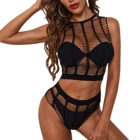 Женский сексуальный комплект нижнего белья, женские модные сетчатые Прозрачные топы без рукавов с круглым вырезом и шорты, комплект нижнего белья