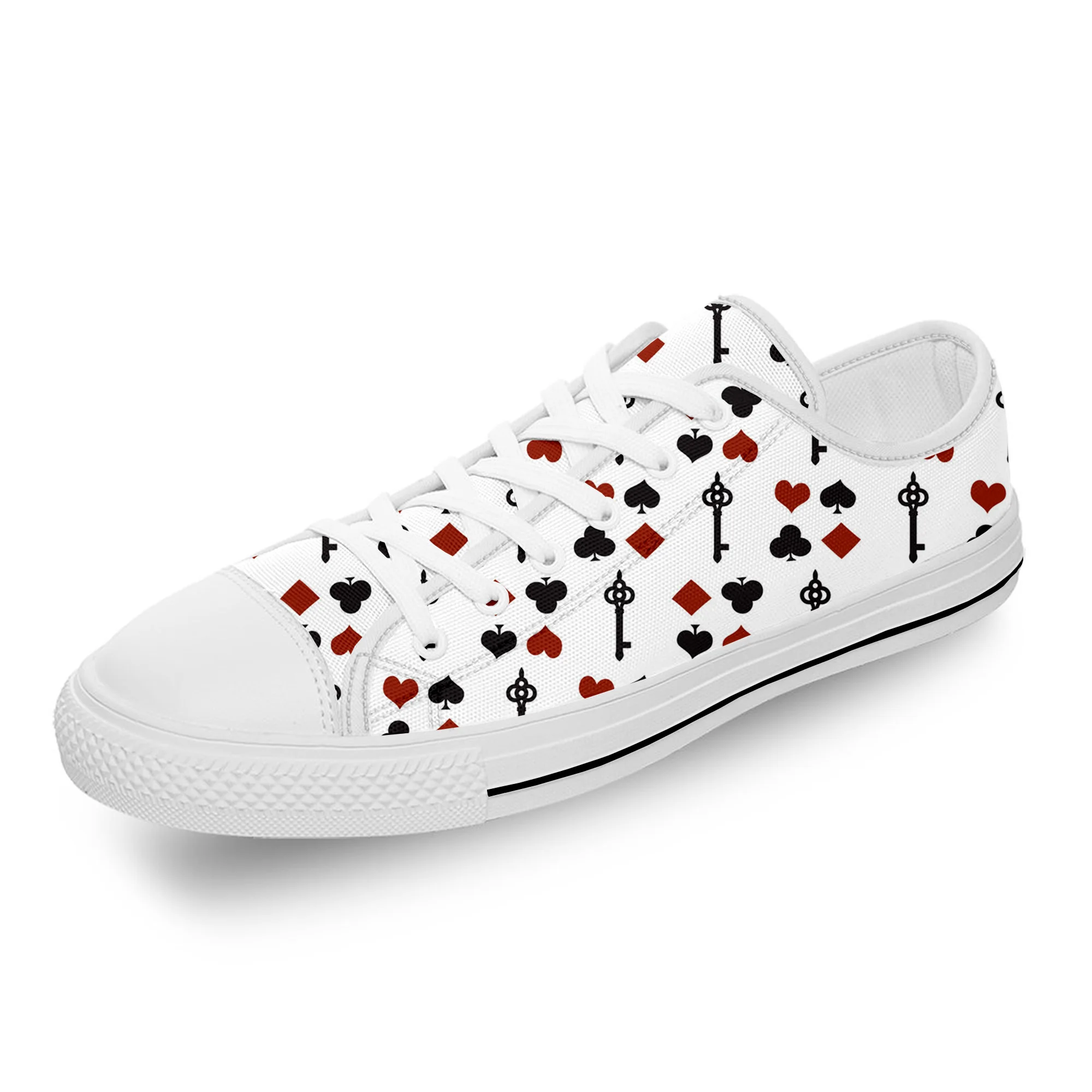 

Playing Card Poker Popular Cool White Cloth Fashion 3D Print Low Top Canvas Shoes Men Women Lightweight Breathable Sneakers